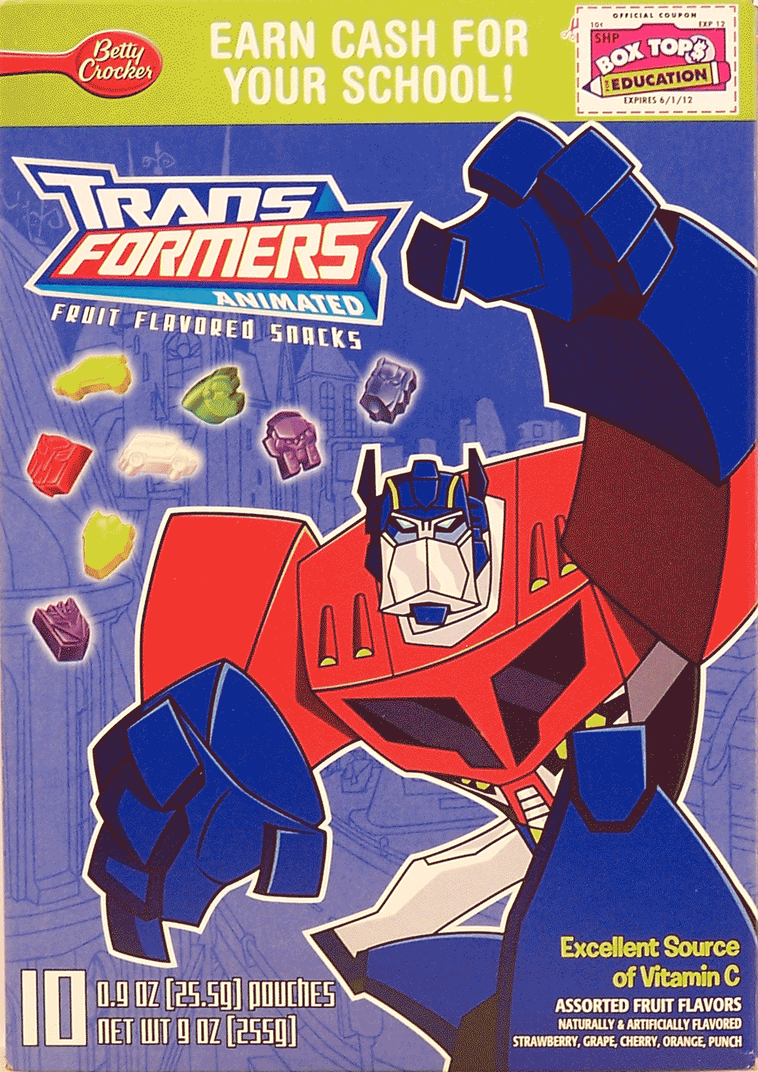 Betty Crocker&nbsp;Transformers Animated&nbsp;fruit flavored snacks, assorted fruit flavors, 10 pouches Full-Size Picture